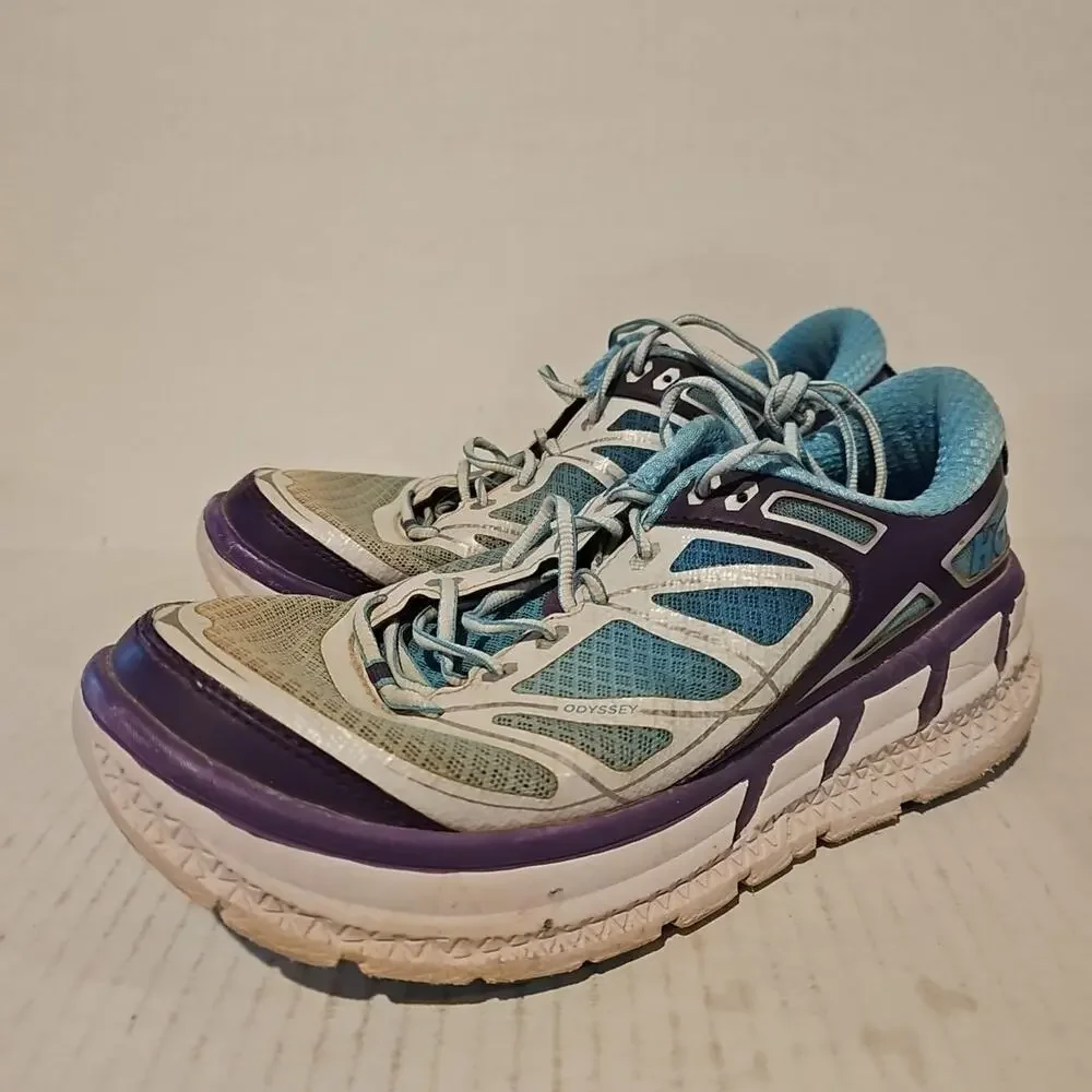 Hoka Odyssey Shoes Womens 7.5 Blue White Purple Road Running Support Trainer
